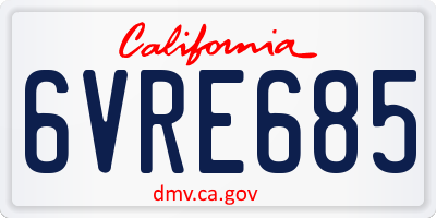 CA license plate 6VRE685