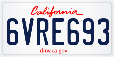 CA license plate 6VRE693
