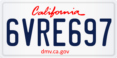 CA license plate 6VRE697