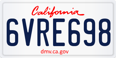 CA license plate 6VRE698