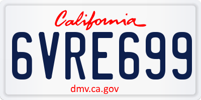 CA license plate 6VRE699