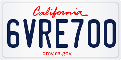 CA license plate 6VRE700