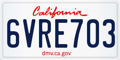 CA license plate 6VRE703