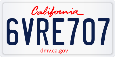 CA license plate 6VRE707