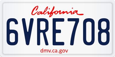 CA license plate 6VRE708