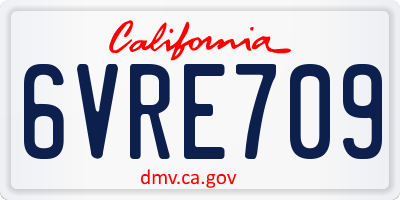 CA license plate 6VRE709