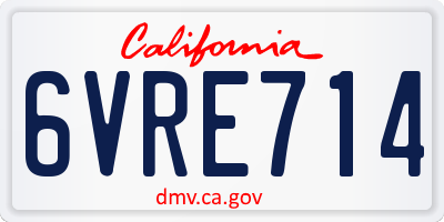 CA license plate 6VRE714