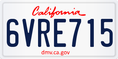 CA license plate 6VRE715