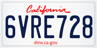 CA license plate 6VRE728