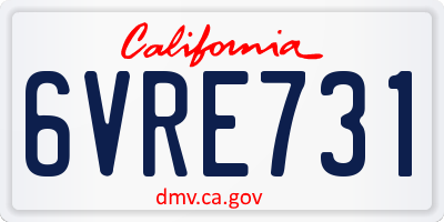 CA license plate 6VRE731