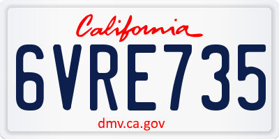 CA license plate 6VRE735