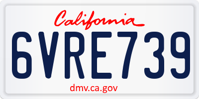 CA license plate 6VRE739