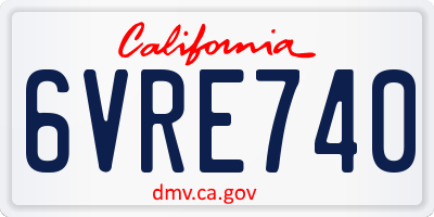 CA license plate 6VRE740