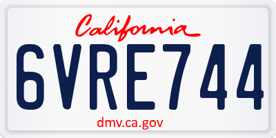 CA license plate 6VRE744