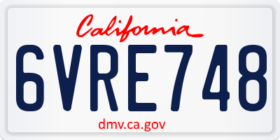 CA license plate 6VRE748