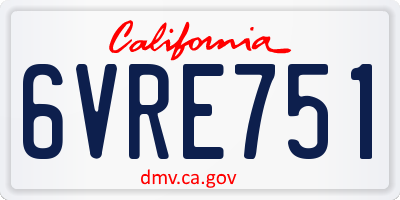 CA license plate 6VRE751