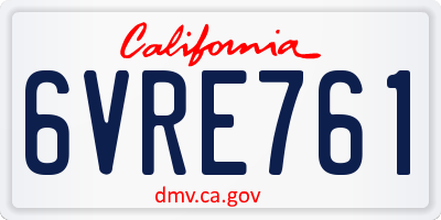 CA license plate 6VRE761