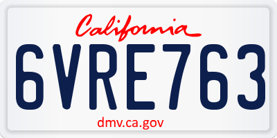 CA license plate 6VRE763