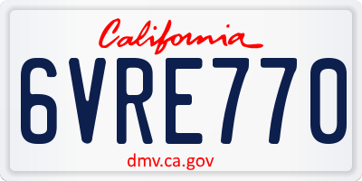 CA license plate 6VRE770