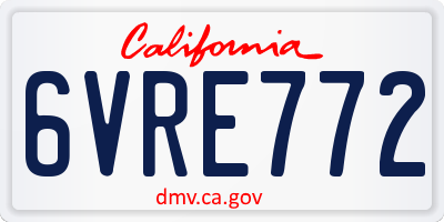 CA license plate 6VRE772