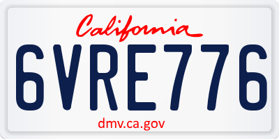 CA license plate 6VRE776