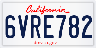 CA license plate 6VRE782