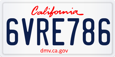 CA license plate 6VRE786