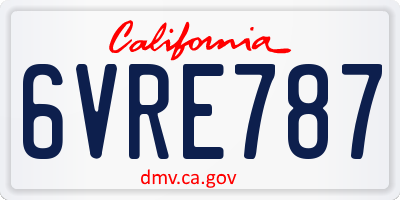 CA license plate 6VRE787
