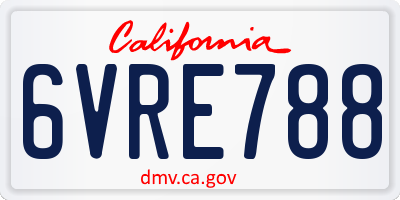 CA license plate 6VRE788