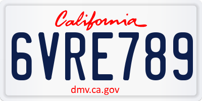CA license plate 6VRE789
