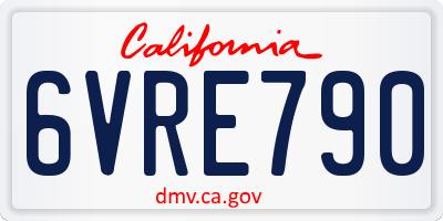 CA license plate 6VRE790