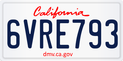 CA license plate 6VRE793