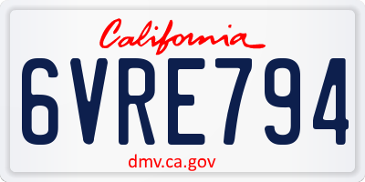 CA license plate 6VRE794