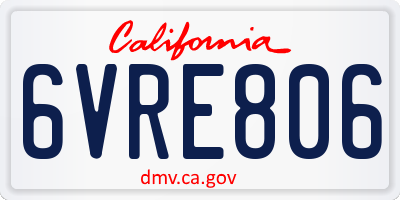 CA license plate 6VRE806