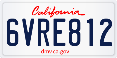 CA license plate 6VRE812