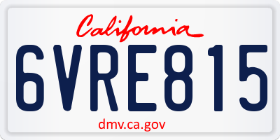 CA license plate 6VRE815