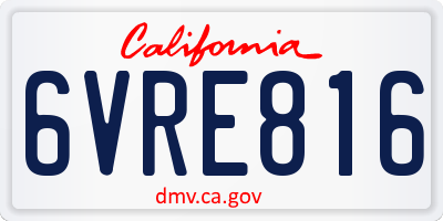 CA license plate 6VRE816