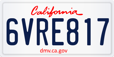 CA license plate 6VRE817