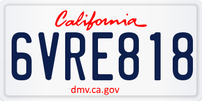 CA license plate 6VRE818