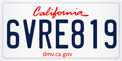 CA license plate 6VRE819
