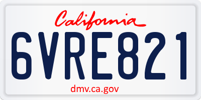 CA license plate 6VRE821