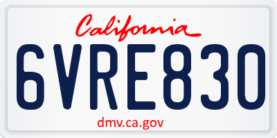 CA license plate 6VRE830