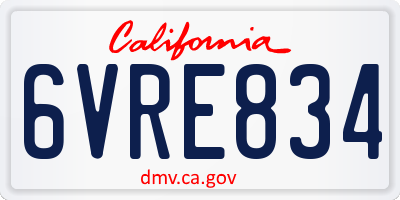 CA license plate 6VRE834