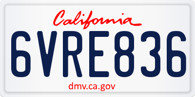 CA license plate 6VRE836
