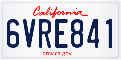 CA license plate 6VRE841