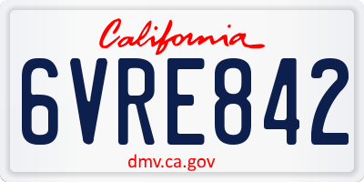 CA license plate 6VRE842