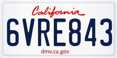 CA license plate 6VRE843