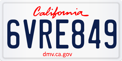 CA license plate 6VRE849