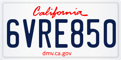 CA license plate 6VRE850