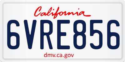 CA license plate 6VRE856